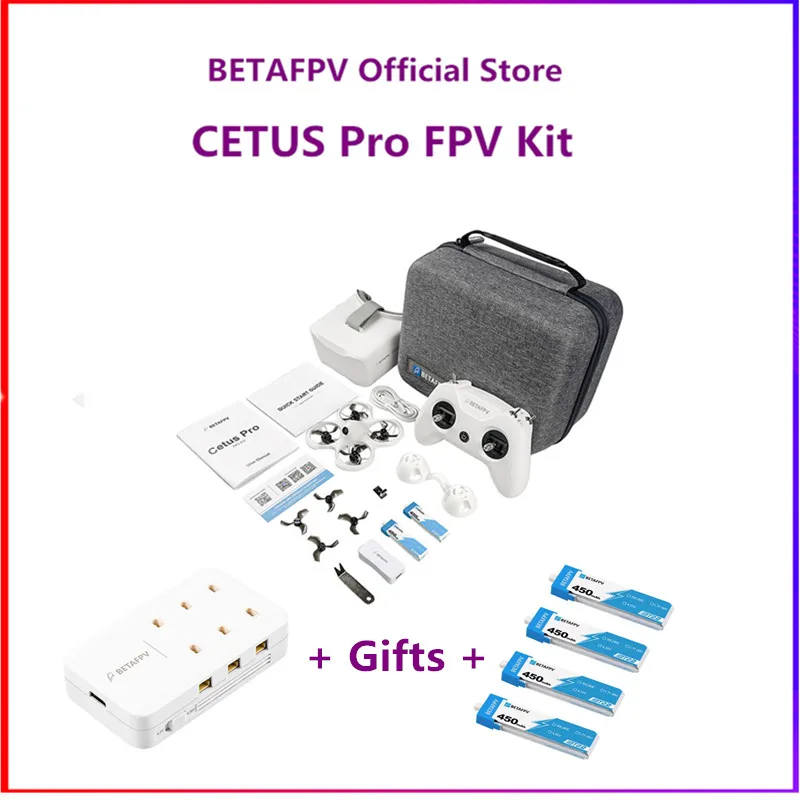 BETAFPV Cetus Pro FPV комплект BNF VR02 очки бутадио2 SE передатчик BT2.0 450 мАч 1S батарея