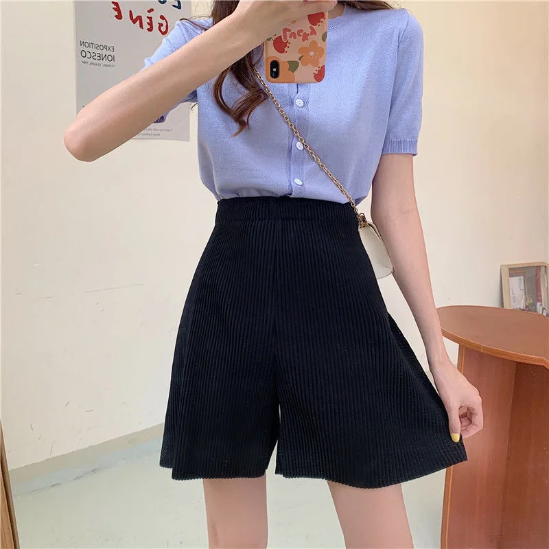 Summer Fashion Women Short Pants Sexy Lady Pleated Casual Outdoor Sports Running Yoga Five-Point Trousers Girl Party Gift