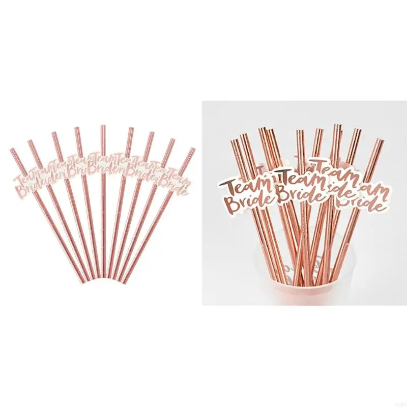 85WF Pack of 12 Team Bride Drinking Paper Straws Birthday Bridal Shower Accessories