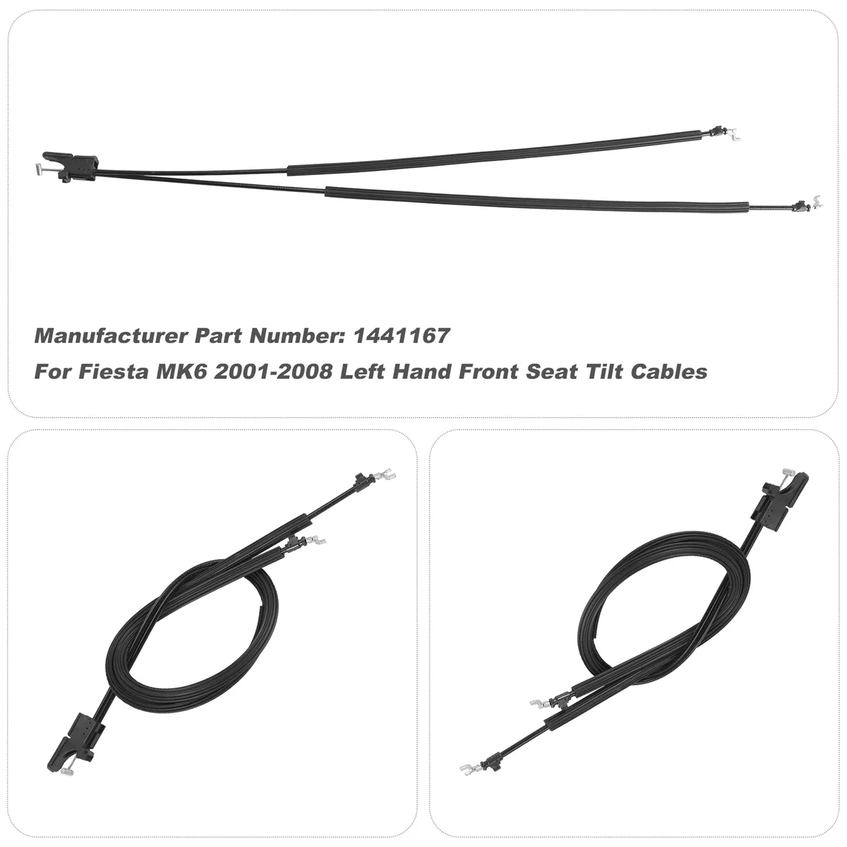 Left Hand Front Seat Tilt Cables For Ford Fiesta MK6 2001 2008 1441167