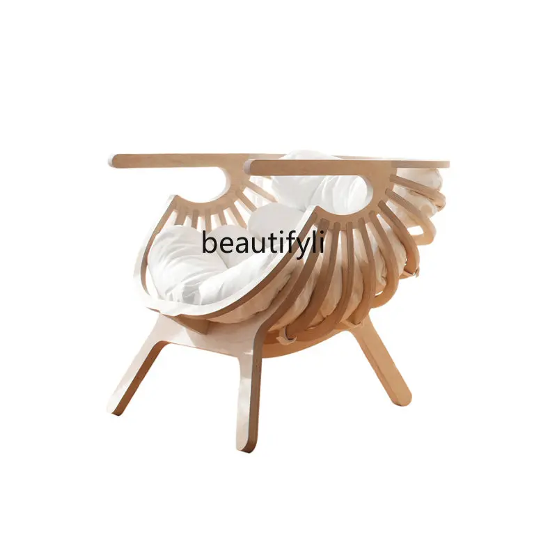 

yj Outdoor Shaped Recliner Creative Solid Wood Removable and Washable Leisure Chair