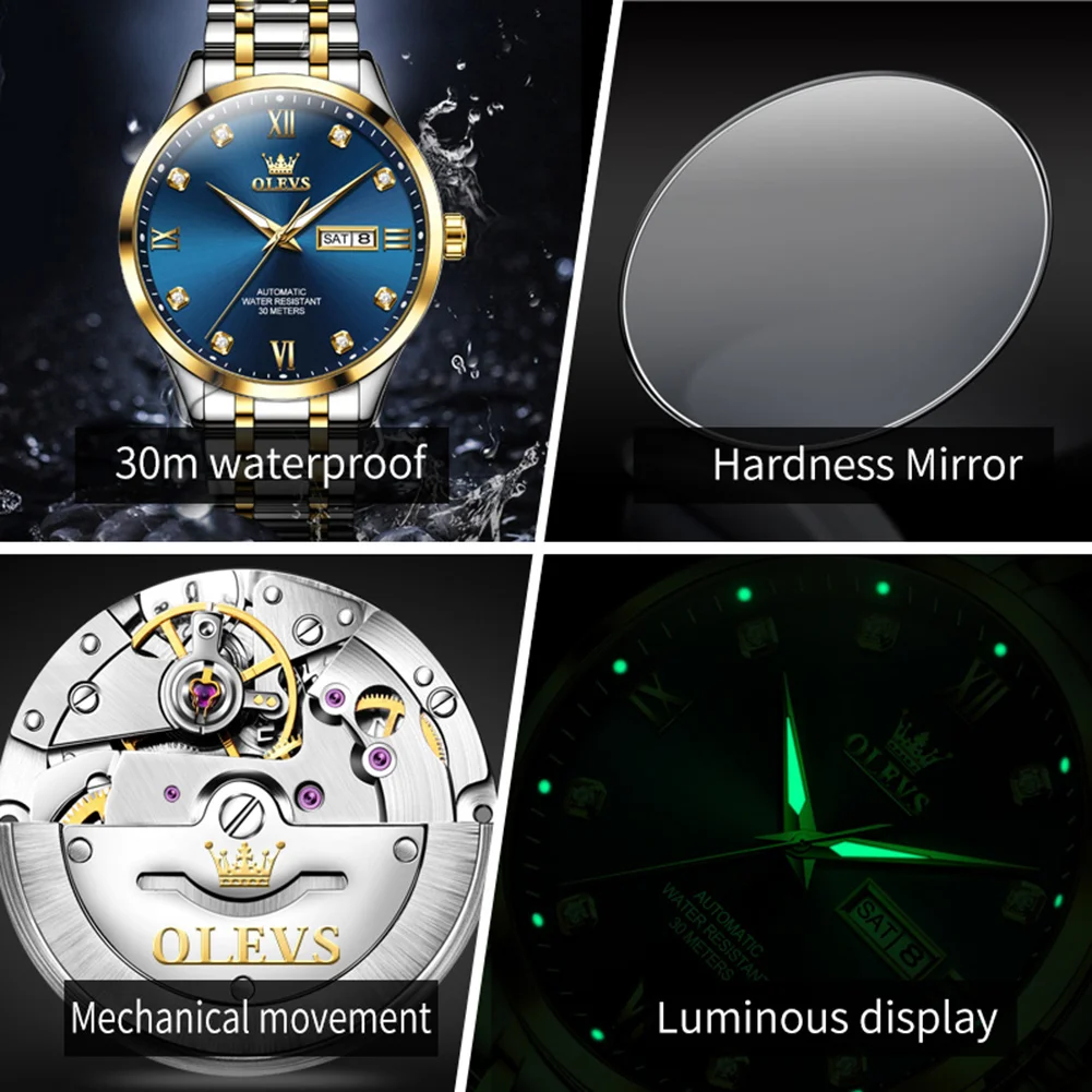 OLEVS 9946 ساعة رجالي فاخرة ماركة كلاسيكية ساعة مي...
