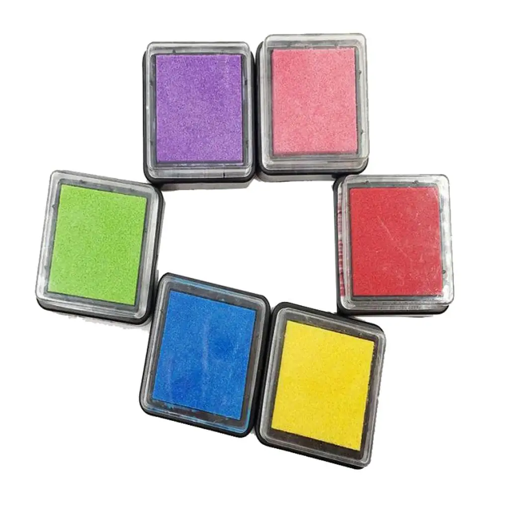 6 Colors Stamp Pads, Washable Ink Pads for Kids Craft DIY Supplies, for Rubber Stamps, Paper, , Wood Fabric, Party Favors