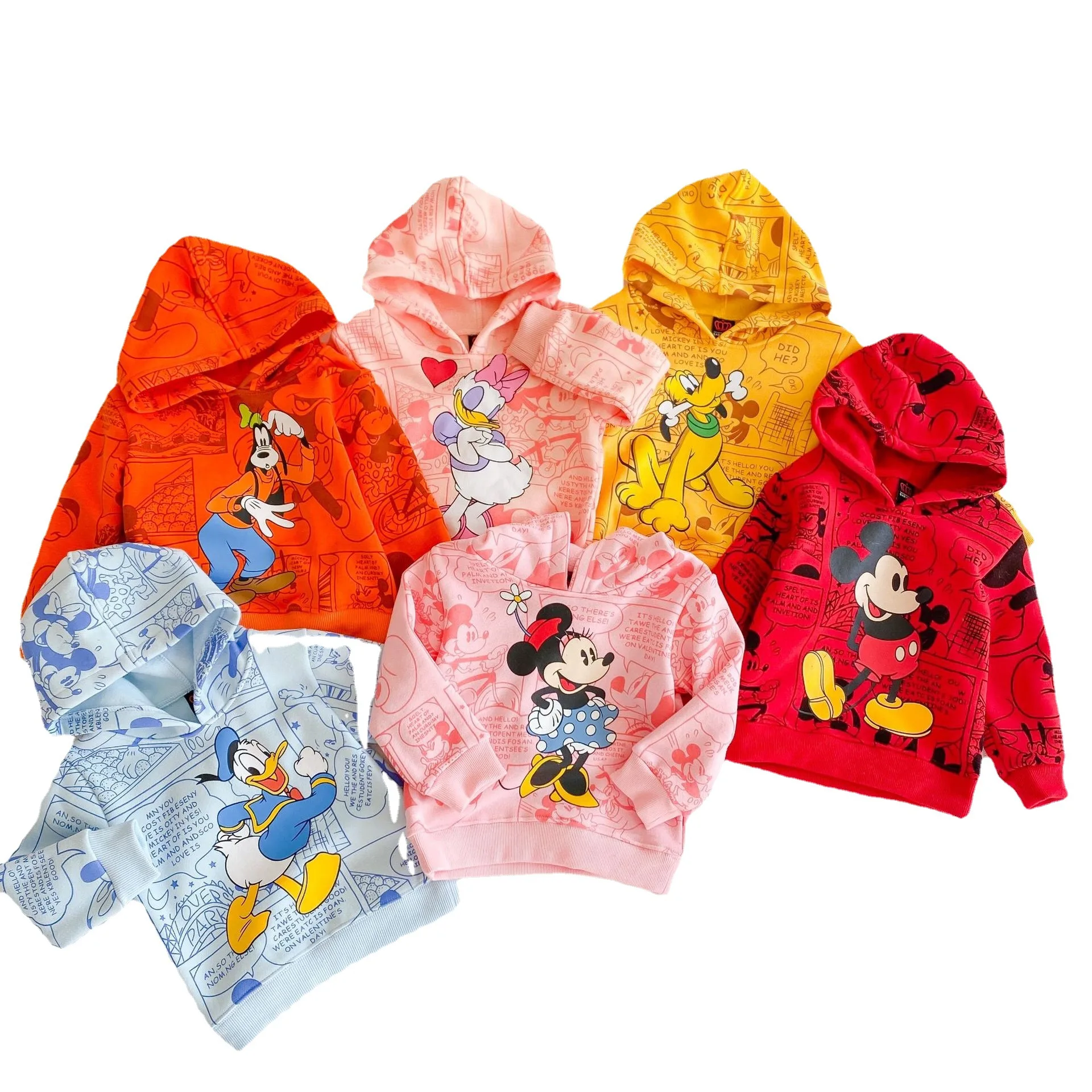 

Toddler Kids Hoody Fashion Girl Long Sleeve Tops Mickey Donald Duck Printed Hooded Shirt Children Fall Clothing