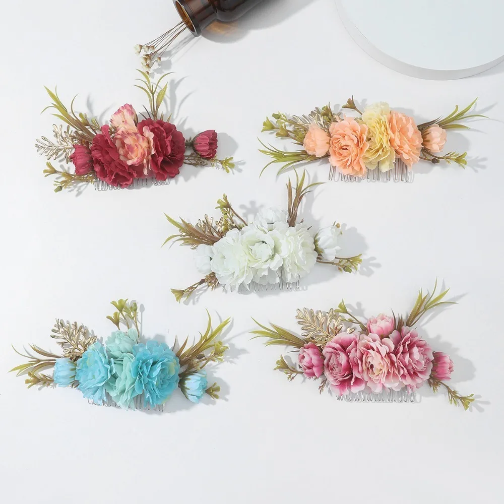 Blume Braut Haar Kamm Stifte handgemachte Hochzeit Zubehör Schmuck Frauen Abschluss ball Kopf bedeckung Haarnadeln böhmischen Kopfschmuck – Detail 10