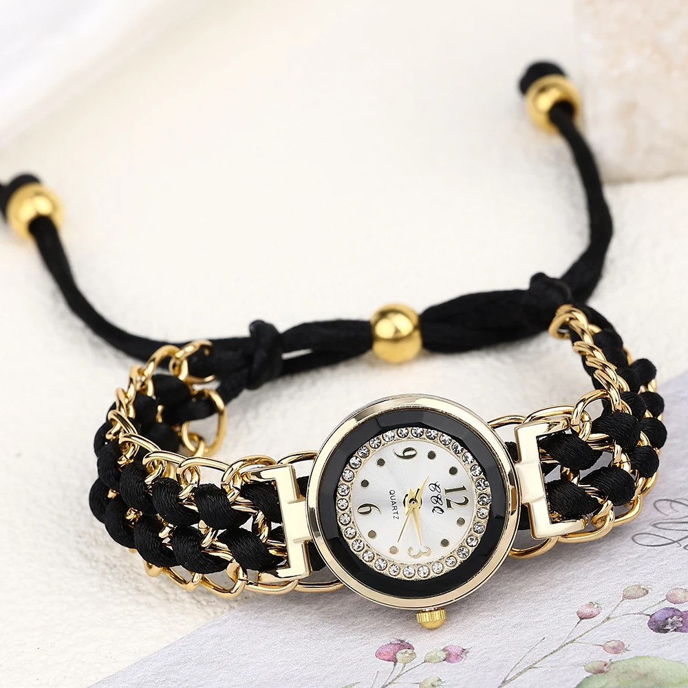 Women Quartz Bracelet Watches Summer Casual Adjustable Woven Strap