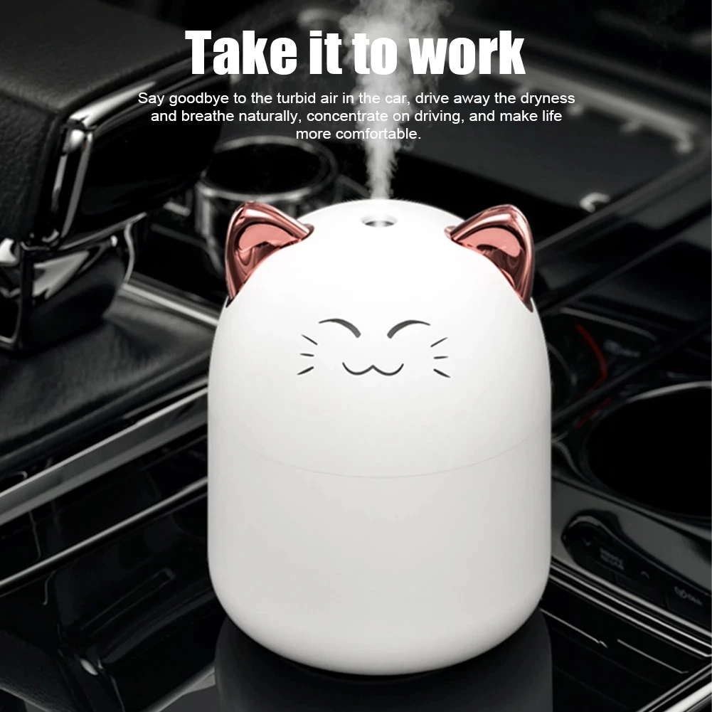 250ML Air Humidifier Cute Kawaiil USB Aroma Diffuser With Night Light for Bedroom Home Car Plant Purifier Essential Oil Diffuser