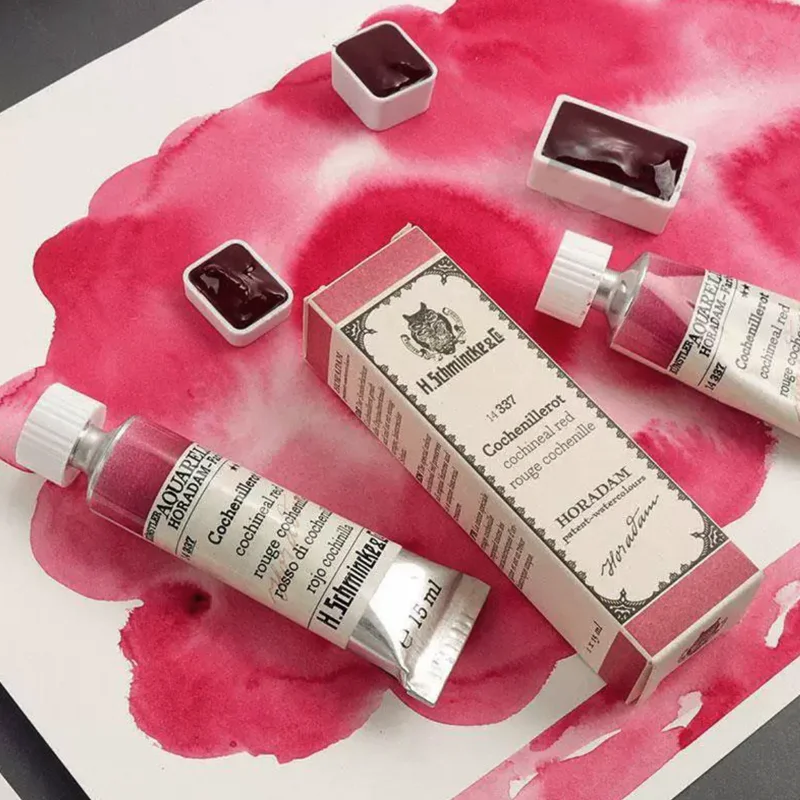 Schmincke Vintage Watercolor Paint Limited Edition 337 Cochenillerot Red 1ml/2ml Split 15ml Tin Tube Packaging
