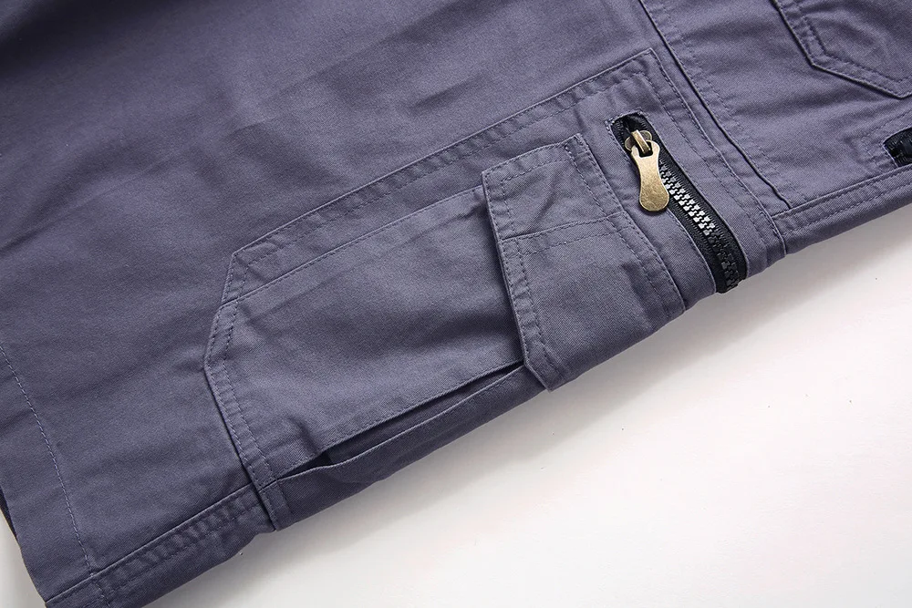Knee ength Cargo Men Summer Casual Cotton Multi Pockets Breeches Cropped Short Trousers Military Camouflage Shorts_voghion.com