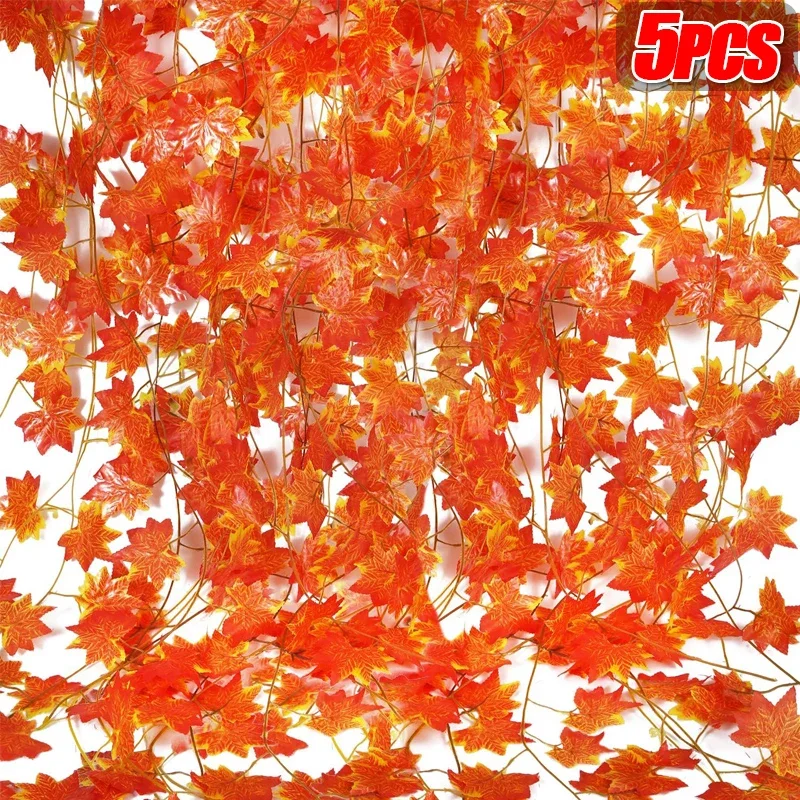 230cm Artificial Maple Leaves Garland Fall Leaf Hanging Vine Plants Autumn Fake Maple Foliage Christmas Thanksgiving Decoration