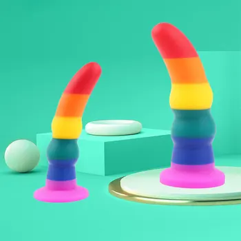 Rainbow Silicone Dildos Anal Plug Realistic Dildo Suction Cup Dildo Sex Toys for Women Lesbian Masturbators Penis tools 6