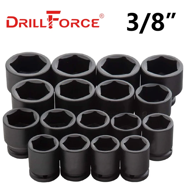 Drillforce 6-24Mm CR-MO สั้นประแจผลกระทบ Socket Driver หัว3/8 "อะแดปเตอร์รถบรรทุกรถยนต์ยางซ่อมอุตสาหกรรมเครื่องมือ 1