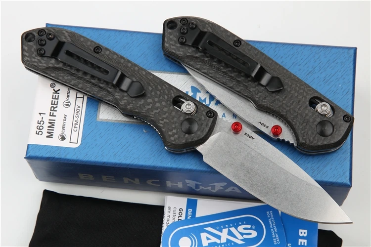 Outdoor Camping Carbon Fiber Handle Benchmade 565 Folding Knife Safety Defense Pocket Military Knives EDC Tool-BY97