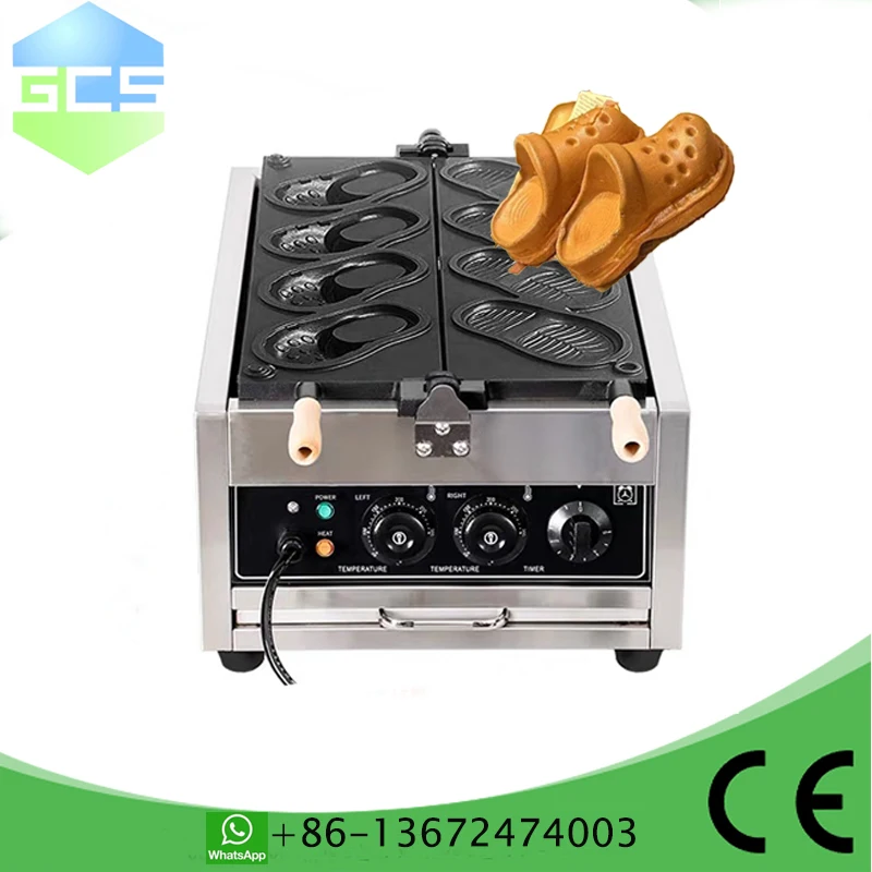 Electric Shoe-Shaped Waffle Making Machine Set Non-Stick Coated 4pcs Commercial Bread Baker Shoe Form Maker for Kitchen
