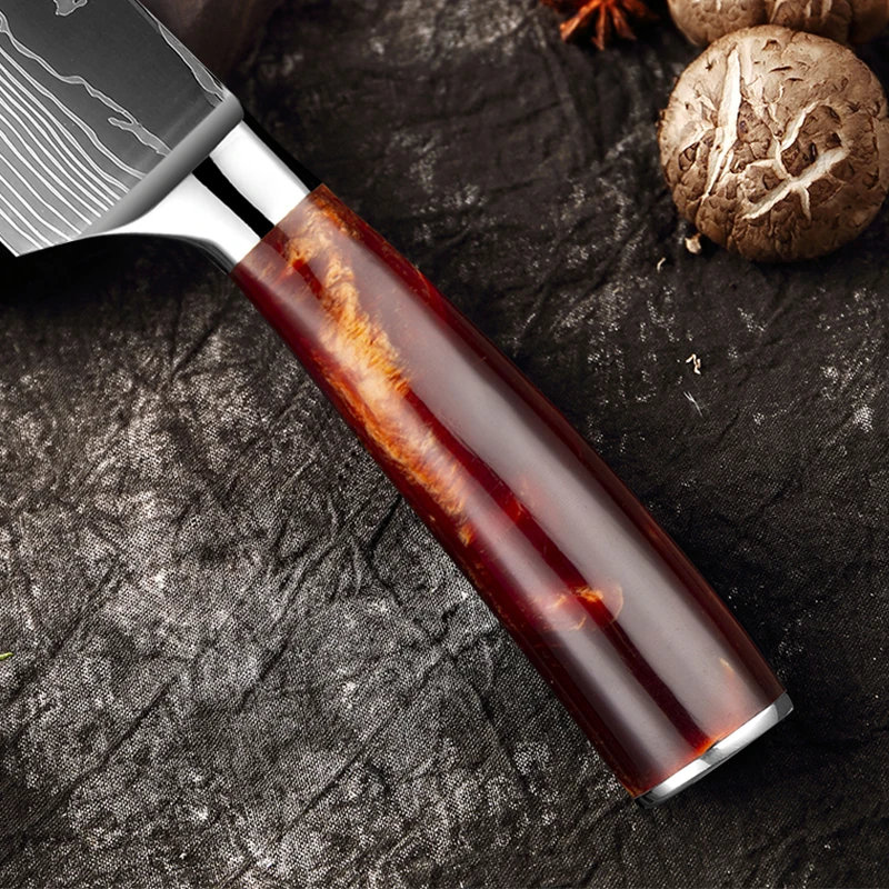 Kitchen Knife Set Imitation Damascus Pattern Professional Chef knife Meat Cleaver Slicing Santoku knife Kitchen Accessory kitchen knives