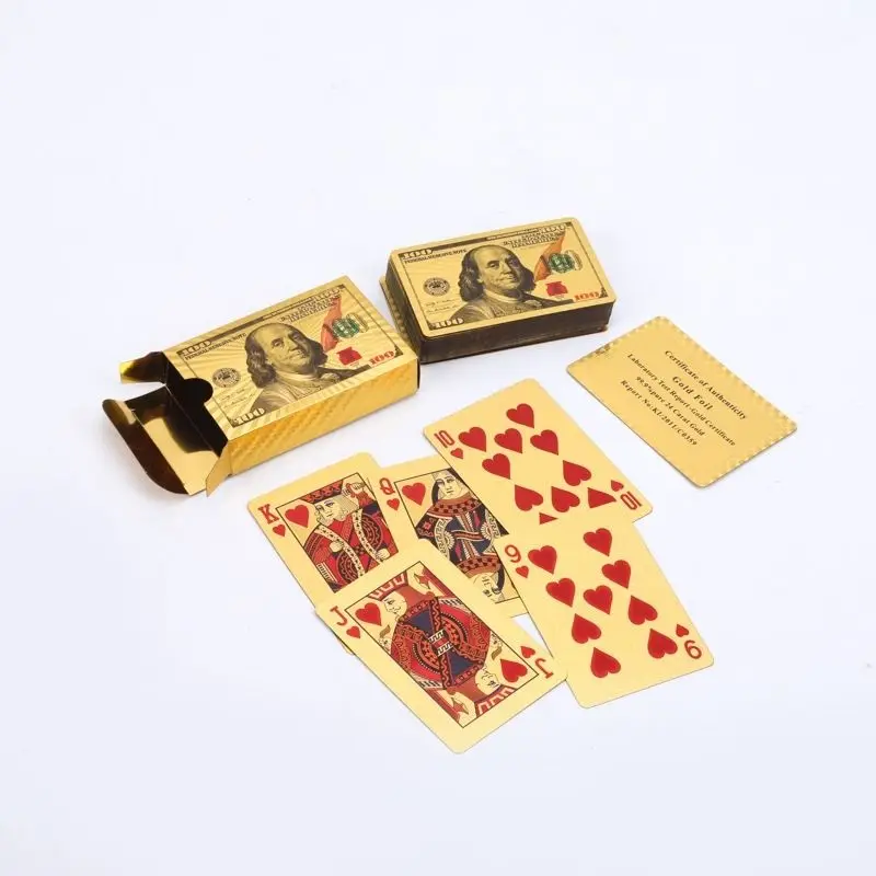 Jogo Carta Baralho Dourado DÓLAR 54 Cartas Para Poker Jogos Plástico