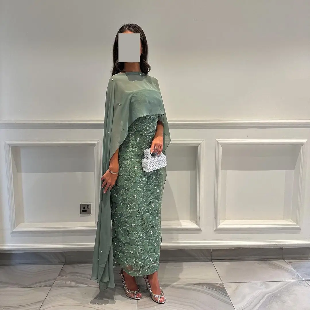 

Arabia Women Evening Dresses 2023 Lace Embroidery Prom Dresses Strapless With Cape High Quality Vestidos De فساتين مناسبة رسمية