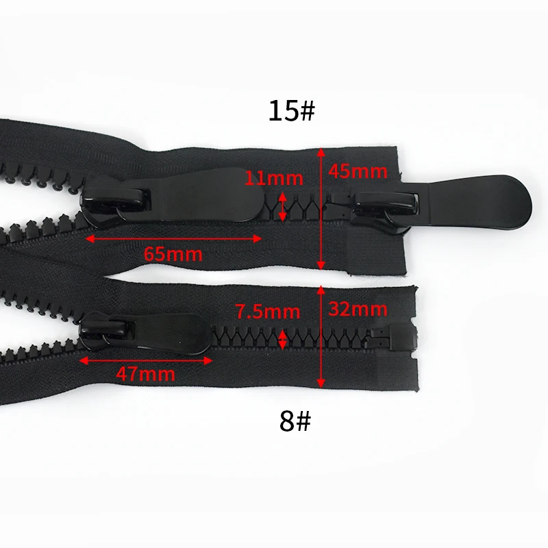8 15 70-150cm 대형 레진 오픈엔드 지퍼 싱글/더블 지퍼 슬라이더 롱 지퍼 다운 재킷 가방 지퍼 수리 키트 DIY 액세서리