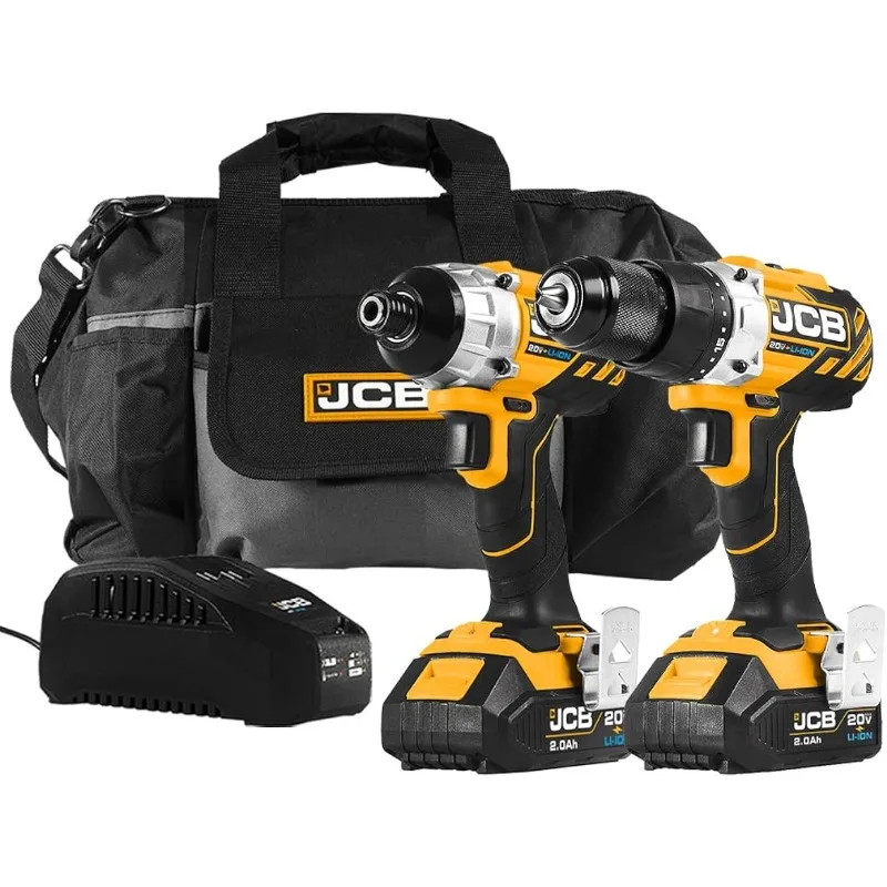 

Набор инструментов JCB Tools - 20 в, 2 шт., бесщеточная комбинированная дрель, бесщеточный ударный привод, батареи 2x2,0 Ач