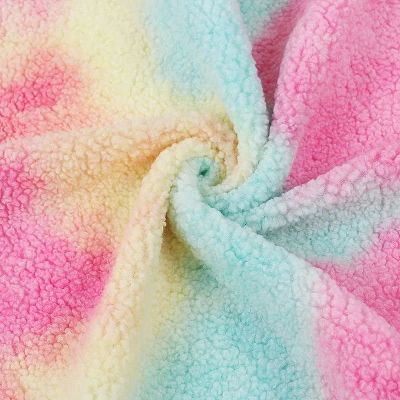 두꺼운 고품질 타이 염색 그라데이션 짧은 플러시 원단, 겨울 코트, 잠옷, 퀼트, 수제 DIY 원단, 50x45cm