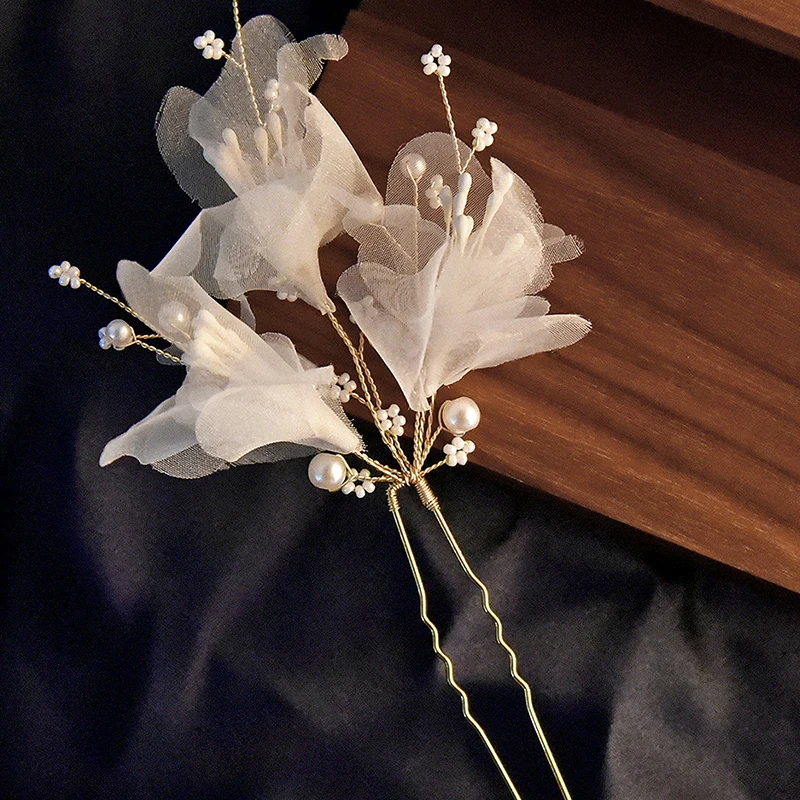 Gyöngy virágos Hajtű Pöffeszkedés Féső Arany- Asztallap alakú Keverés tiaras esküvői Menyasszony Beszúr haja klipek haja ékszer Menyasszony headwear