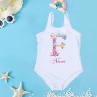 Personalized Custom Initial Name Baby Girl Swimsuit 2-7 Year One Piece Swimwear Children's Beach Clothes Kid Summer Bathing Suit 5
