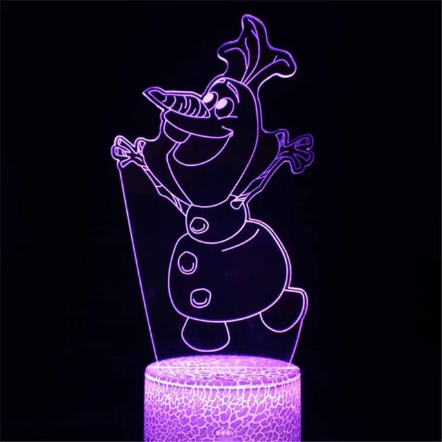 Disney Cartoon 3D Night Light Frozen Princess Acrylic LED Illusion Lamp For Children Bedroom Decortion Touch Table Lamp Kid Gift 4