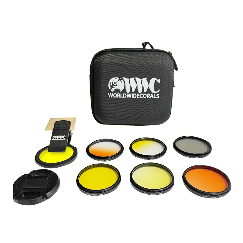 

WWC-Universal Fish Tank Camera Lens, фильтр объектива камеры телефона, макрообъектив, фильтр желтого объектива, аквариум с коралловыми рифами, 6 в 1