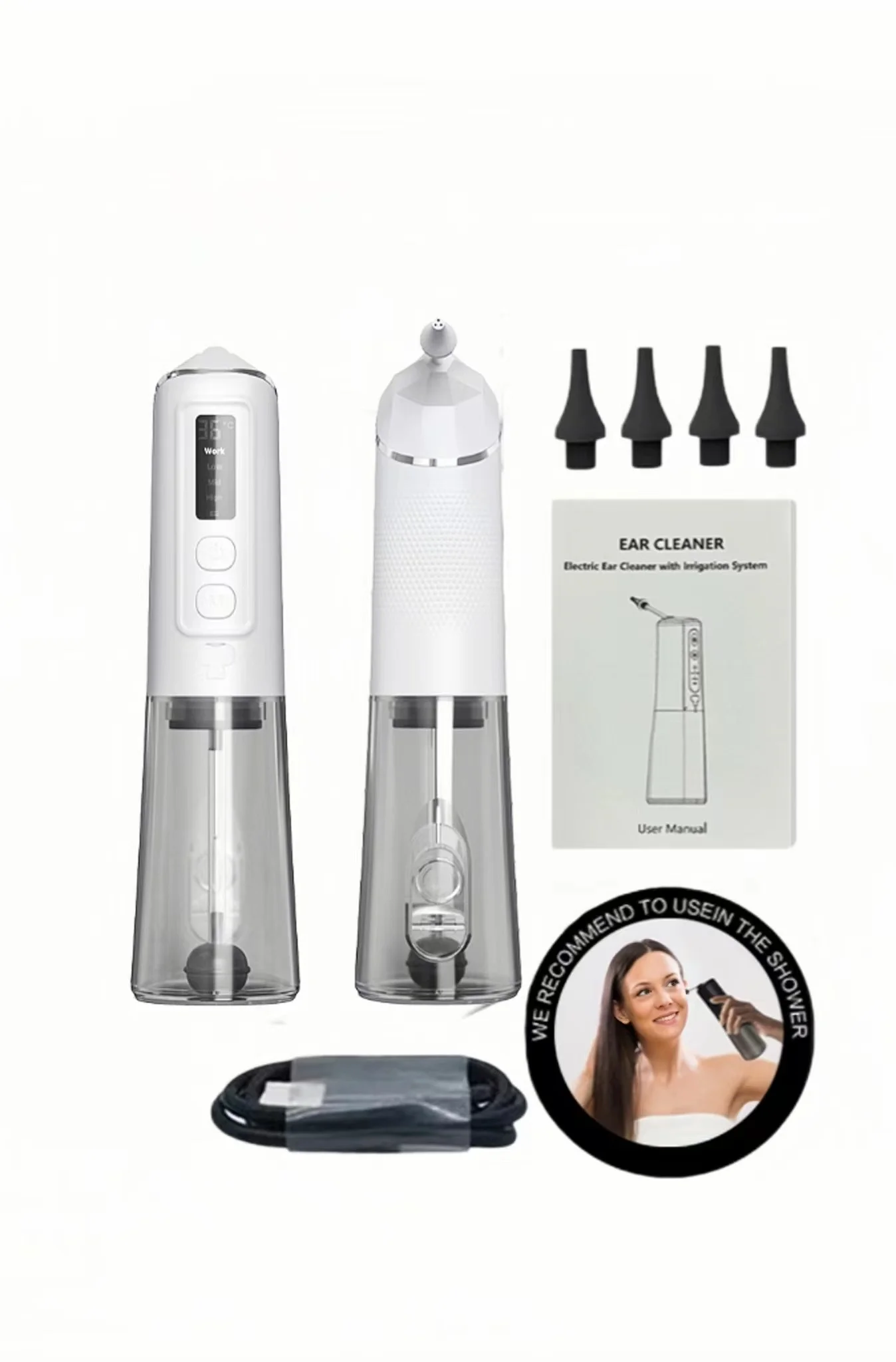 Electric Intelligent Water And Ear Wash IPX7 Waterproof Portable Electric 3-Mode Wax Removal Ear Wash With 300ml Water Tank 6