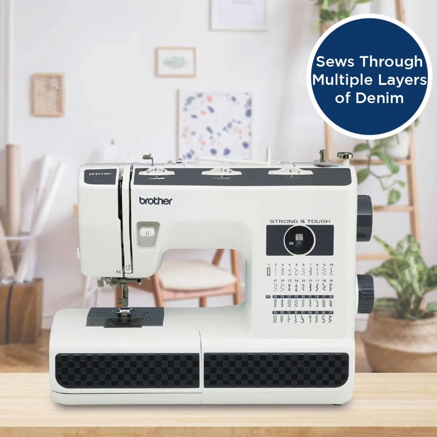 ST371HD Sewing Machine, Strong & Tough, 37 Built-in Stitches, Free Arm Option, 6 Included Feet 2