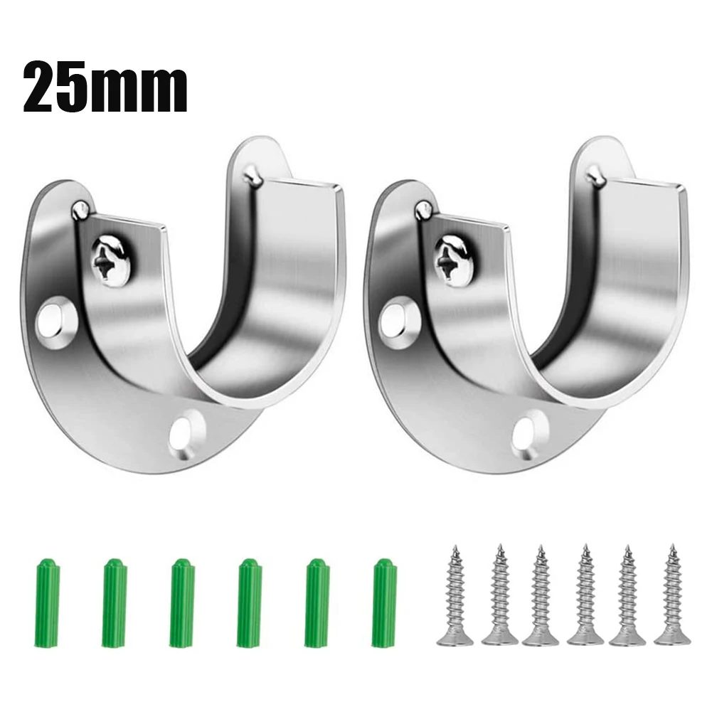

Wardrobe Bracket Heavy Duty Stainless Steel Rod Socket Flange Rod Holder Closet Rod End Support 25/32mm U shaped Sockets