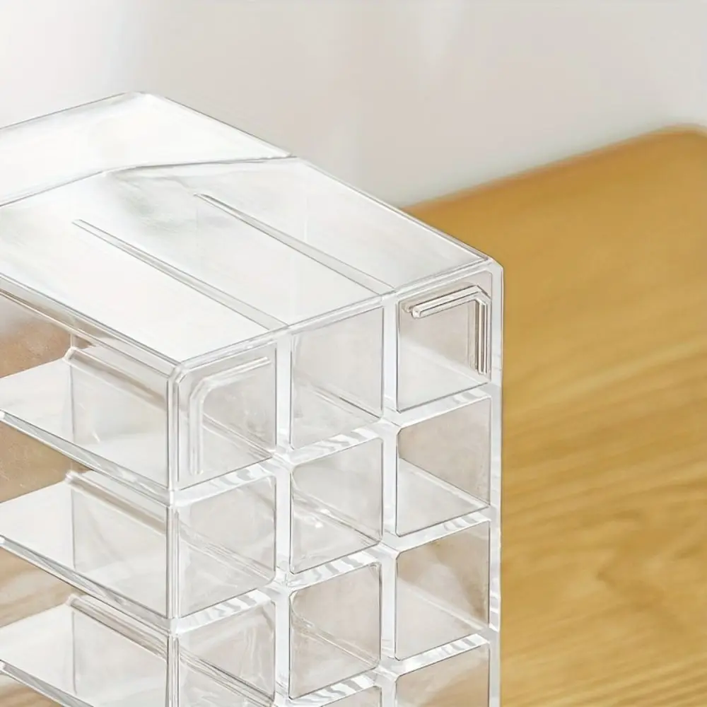 Acrylic Makeup Storage Box With Lid Clear Transparent Multi-grid Lipstick Storage Case Durable Large Capacity 4