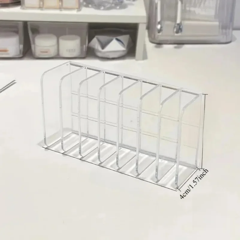 7-Slot Transparent Plastic Cosmetic Organizer Multi-Functional Makeup Holder for Home Office Bathroom Dressing Table Sorting 4