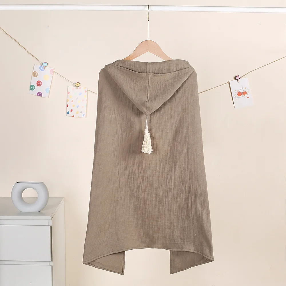 Asciugamano da bagno con cappuccio per bambini Coperta per la ricezione Mussola di cotone 4 strati di garza Swaddle Asciugamano avvolgente Mantello Accappatoio Mantello Poncho per bambini Chi - immagine 6