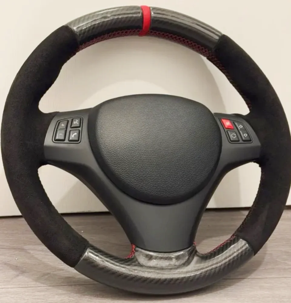 Anpassung Auto Lenkrad Abdeckung Carbon Faser Wildleder Leder Nicht-Slip Für BMW E90 E91 E92 E93 E87 E81 E82 e88 X1 E84 – Detail 1