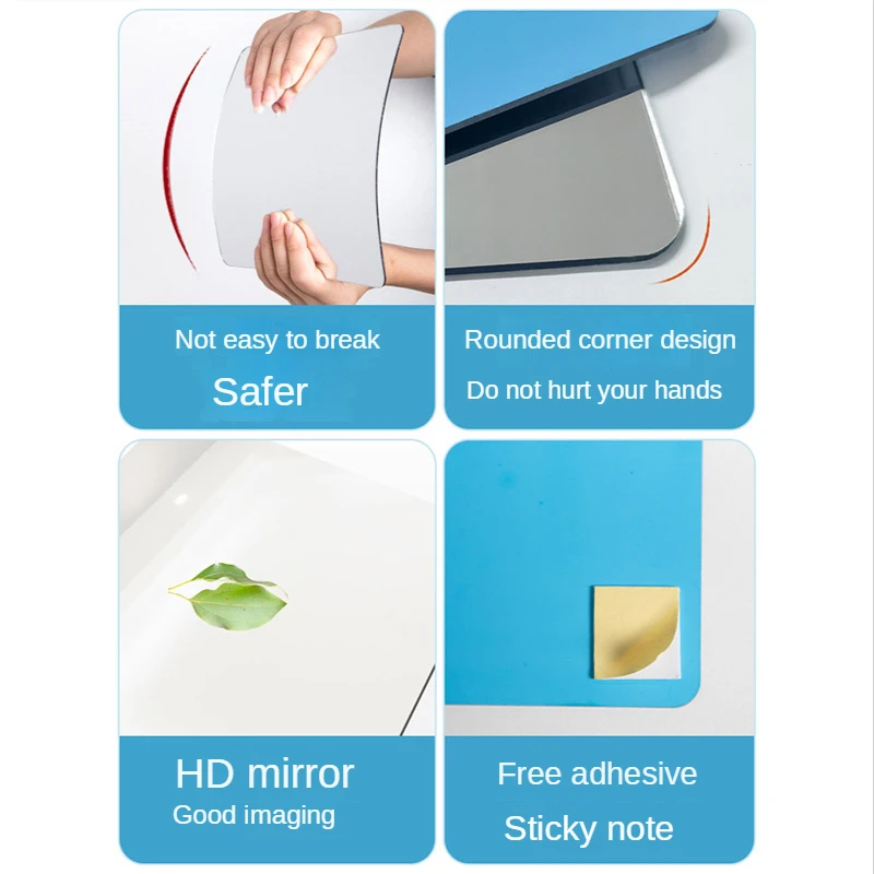 Square Mirror Glass Tile Wall Stickers Decal DIY Long Mirrors for Home Living Room Wall Stickers Bedroom Decorations 4