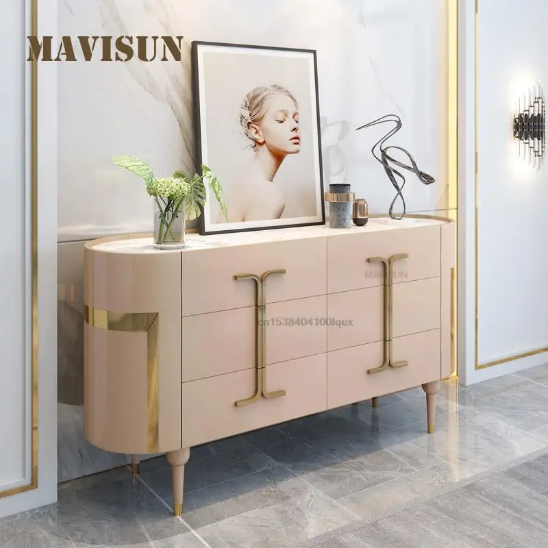 Light Luxury Chest Of Drawers Large Villa Entrance Hall Partition Porch Cabinet Master Bedroom Six-Drawing Rock Board Locker