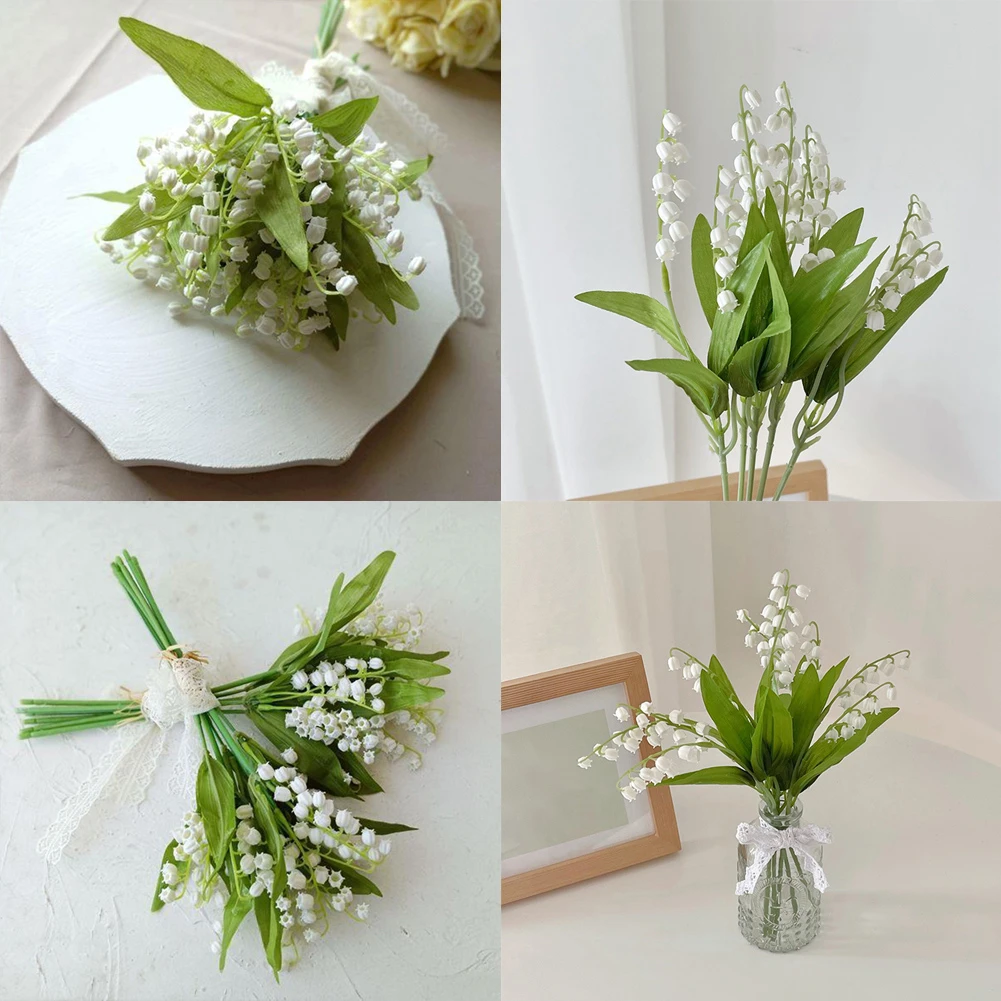 Belle fleur blanche de lys de la vallée, 1 pièce, fausses plantes en  plastique avec feuille verte, décor de maison | AliExpress