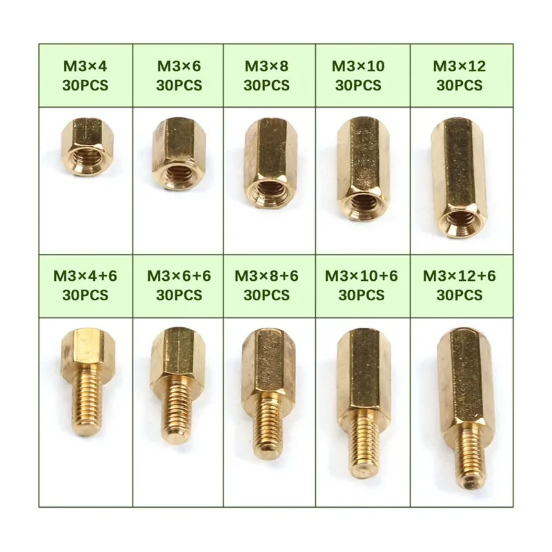 Copper Brass Standoff Screws,Copper Pillar Screws 300Pcs M2/M3 Hex Head Copper Pillar Brass Standoff Spacer Screws Threaded Pillar Male/Female PCB Circuit Board Stand Off Kit