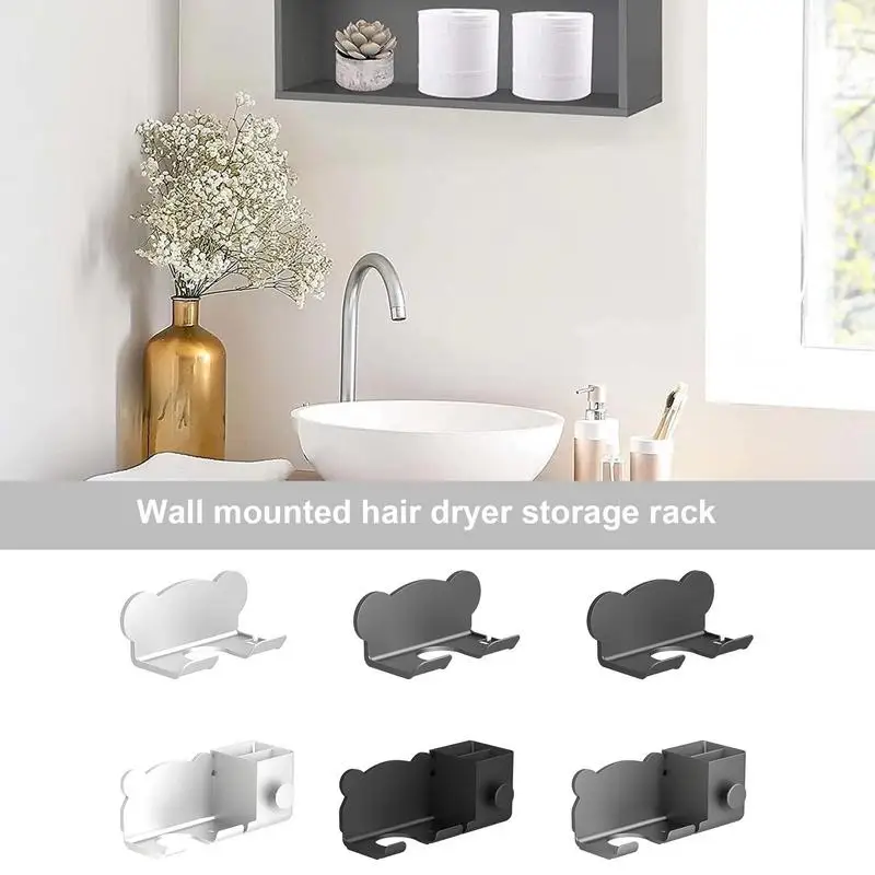 

Blow Dryer Rack Wall Mounted Hair Dryer Holder Waterproof Hair Straightener Stand Multi Functional Storage Rack For Bathroom