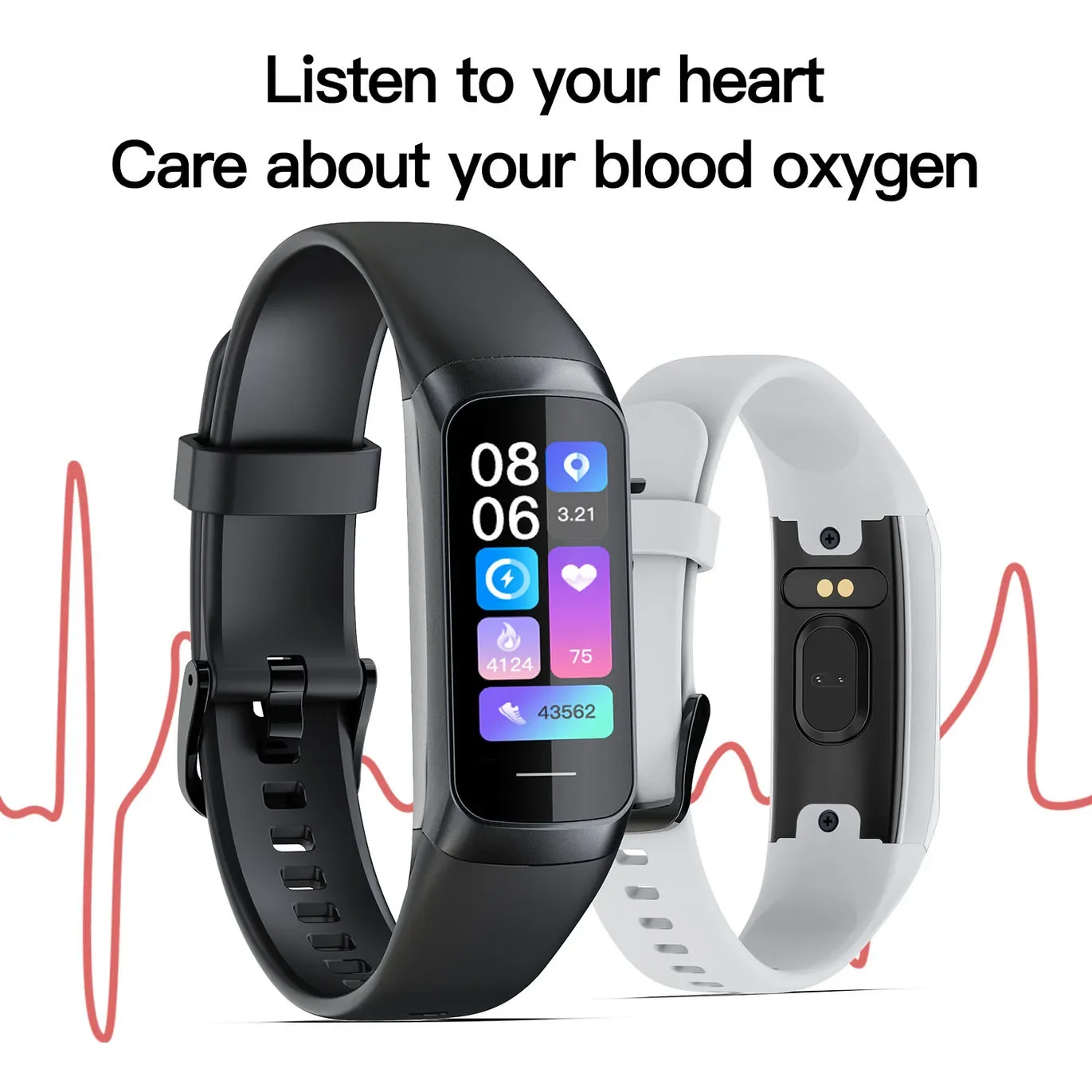 Amoled Smart Watch Smartwatch Band Donna Uomo Frequenza cardiaca Ossigeno nel sangue Impermeabile collegato Bracciale intelligente Sport Fitness Tracker - immagine 2