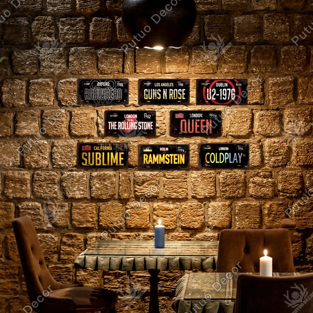 Putuo 장식 유명한 밴드 빈티지 금속 기호 주석 기호 번호판 금속 플라크 장식 바 펍 남자 동굴 클럽 벽 장식