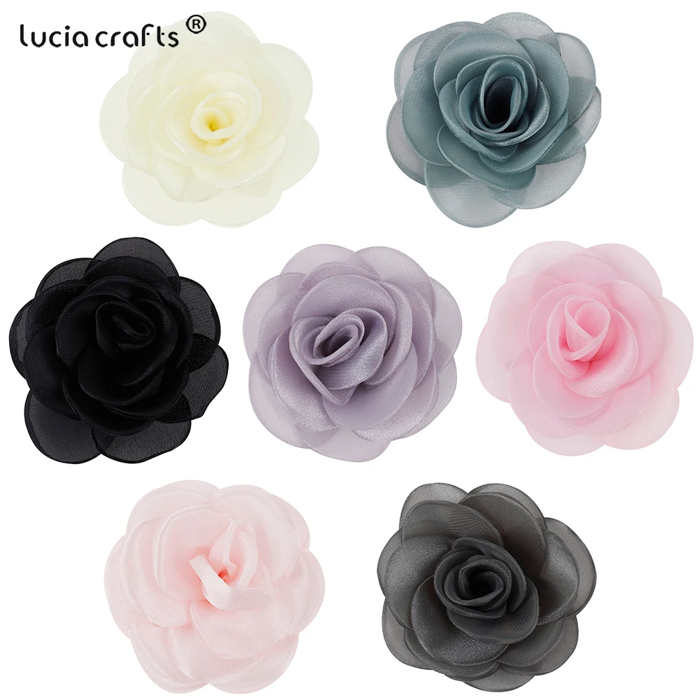 Fashion  Artificial  Fabric Flower Head  For Dress Wedding Bouquet Jewelry Accessories Brooch  Making  R0839