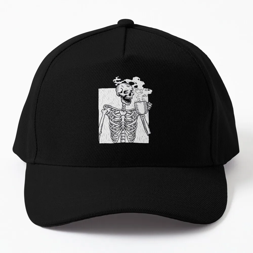 

halloween coffee drinking skeleton Baseball Cap fishing hat Hats Baseball Cap Luxury Woman Hat Men'S