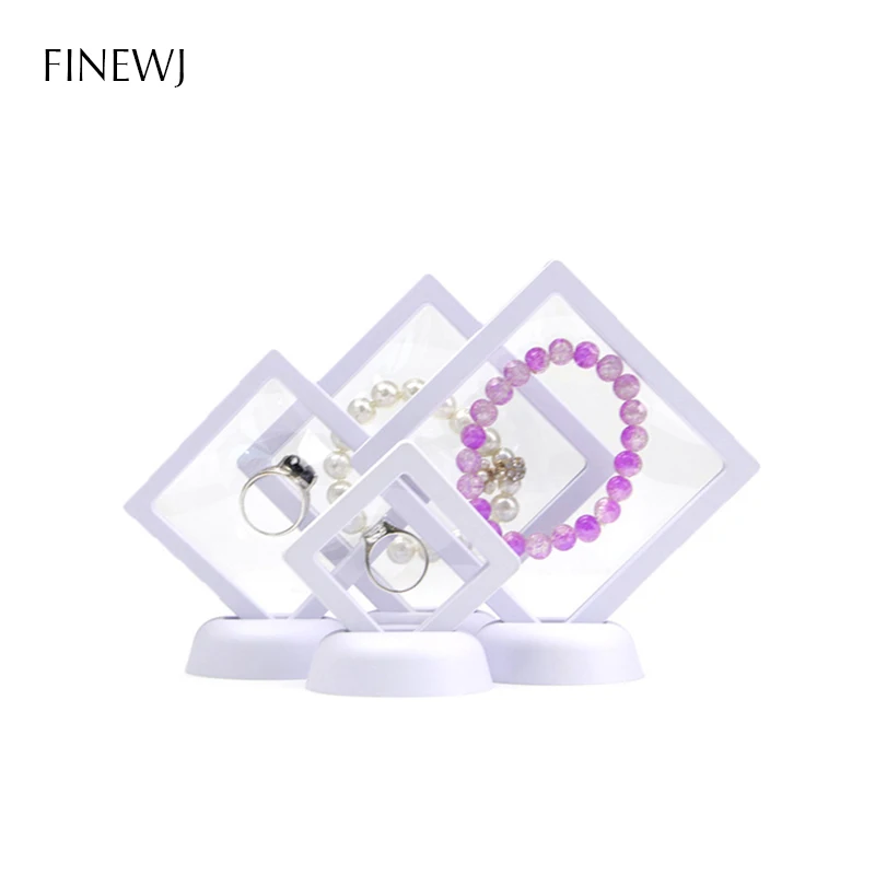 Jewelry Display Frame 3D Floating Picture Shadow Box Stand Rack Coin Ring Pendant Holder Protection Gems Stone Case