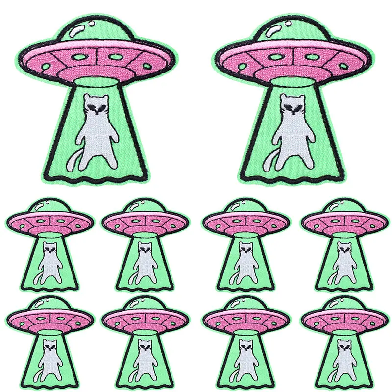 10 Teile/lose Tier/Katze Patch Nette Cartoon Gestickte Patches Auf Kleidung DIY Eisen Auf Patches Für Kleidung Trinken Lebensmittel nähen Aufkleber – Detail 8