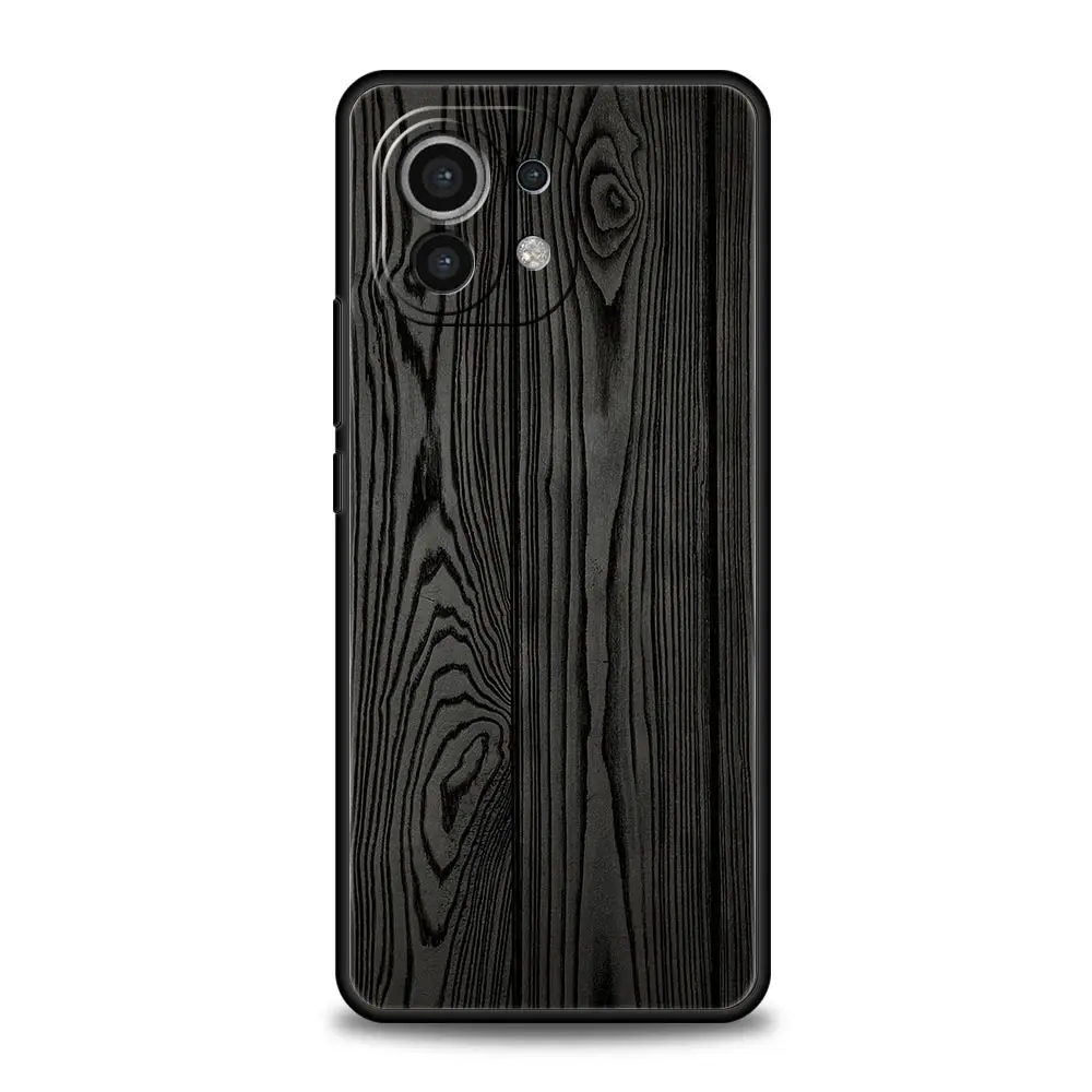 Carved Wood Design Black Silicone Phone Case Cover