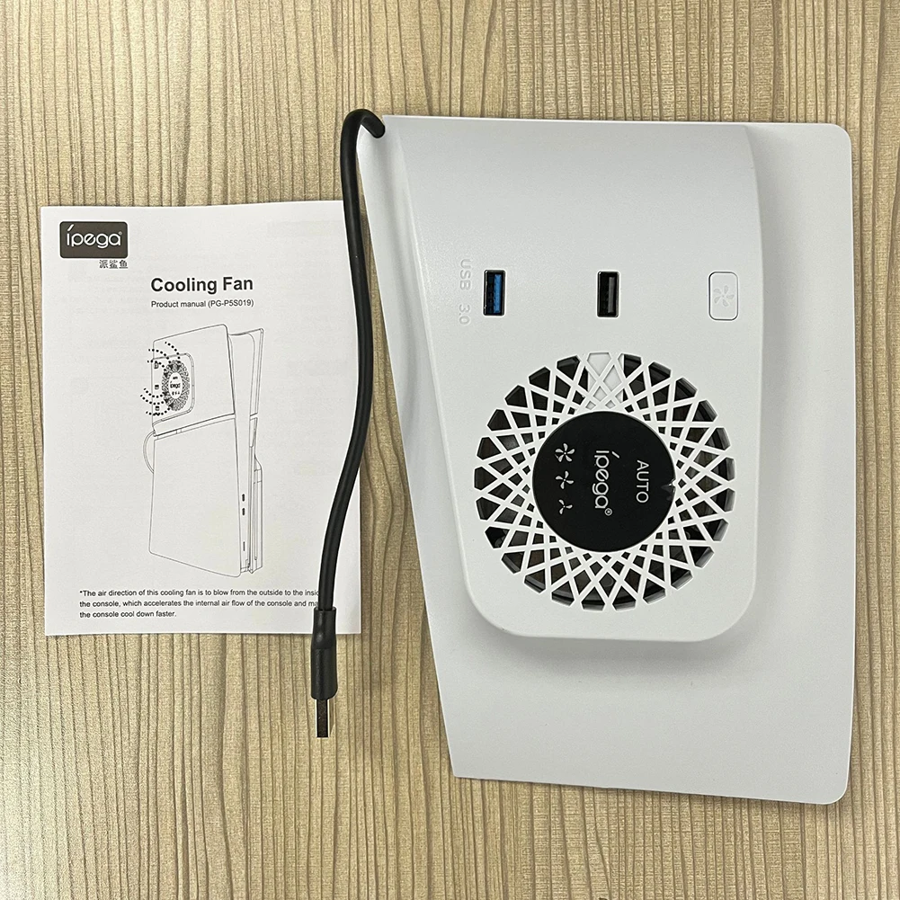 LED 조명이 있는 측면 장착 냉각 선풍기, PS5 슬림 게임 콘솔용, USB 포트 2 개