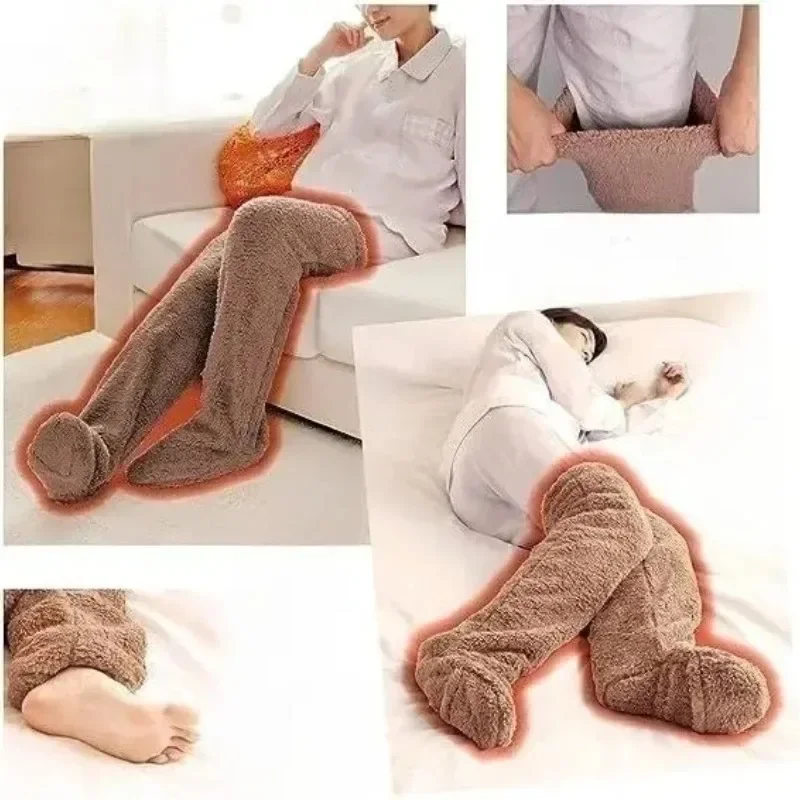1-4Pairs Winter Socks Thickened Warm Floor Socks Knee-high Socks Long Soft Plush Socks Women's Stockings Sleeping Socks 2