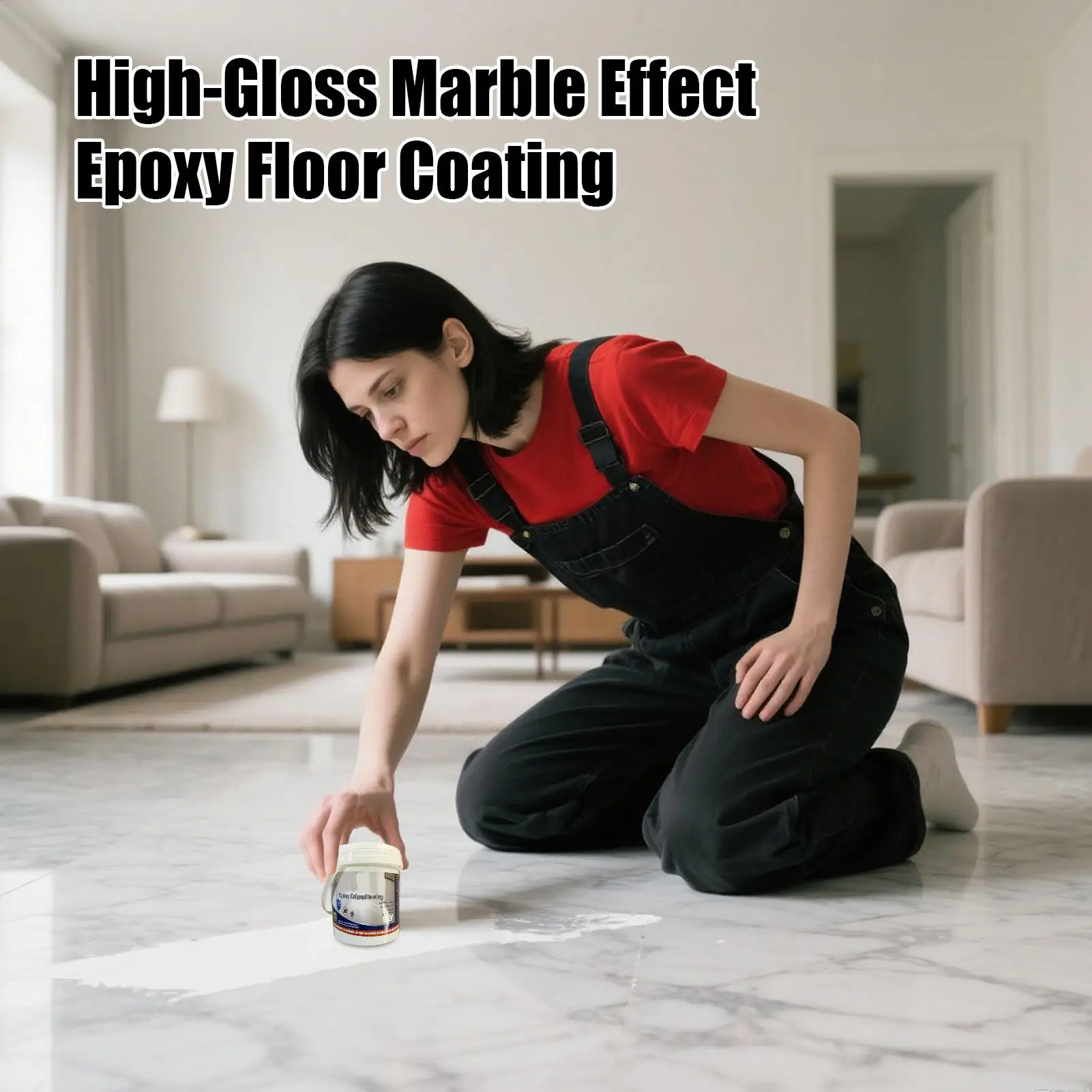 High-Gloss Marble Effect Epoxy Floor Coating Marble Garage Paint Waterproof Floor Paint Waterproof Water-Based Epoxy Coating